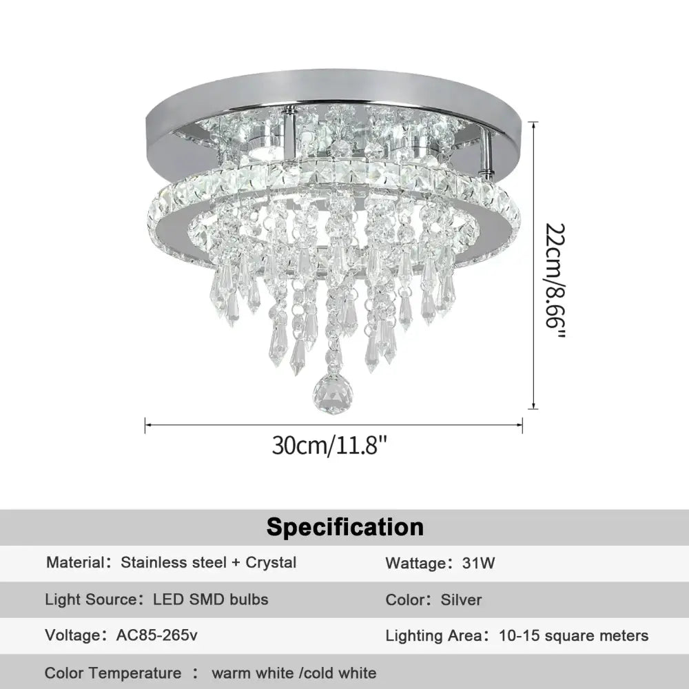 Luxury chrome crystal led ceiling chandelier dining room lamp