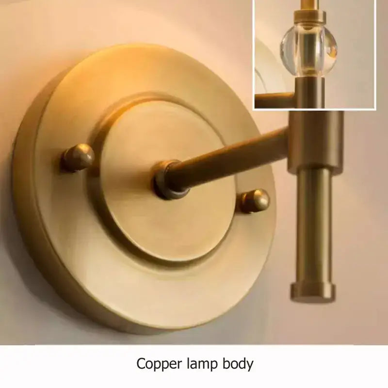 Luxury copper wall lamp with pleated shade for bedroom and hallway