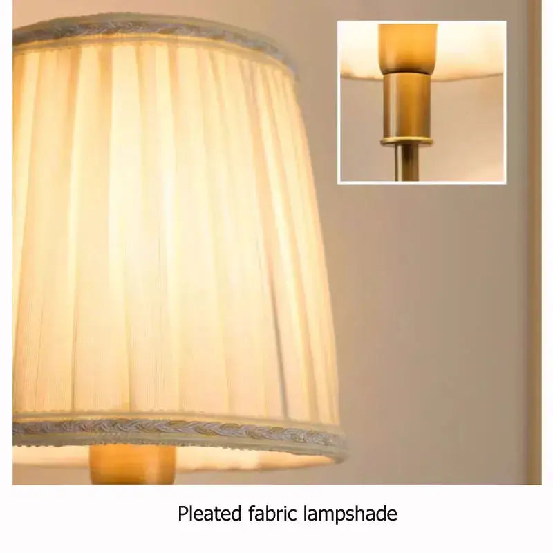 Luxury copper wall lamp with pleated shade for bedroom and hallway