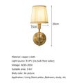 Luxury copper wall lamp with pleated shade for bedroom and hallway
