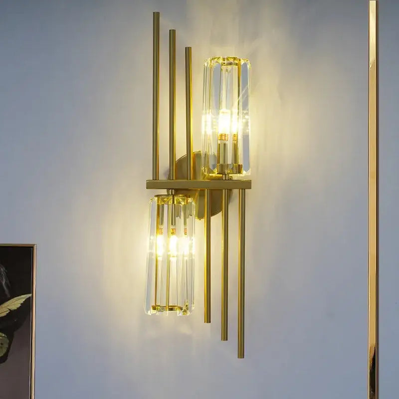 Luxury crystal gold wall lamp for living room and bedroom lighting