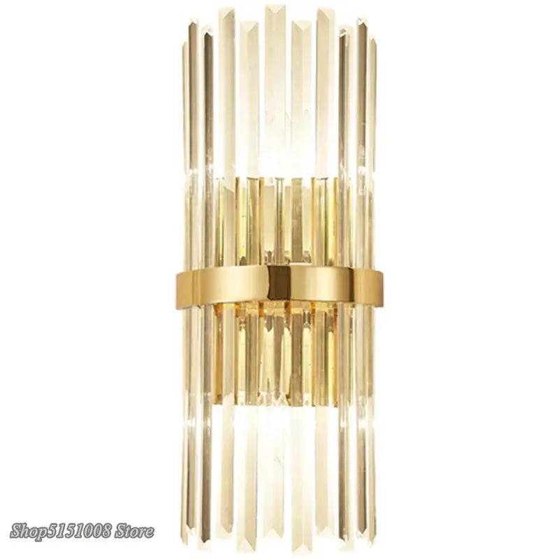 Luxury crystal golden wall lamp bedroom sconce with vertical rods