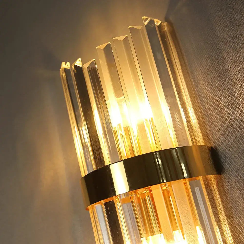 Luxury crystal golden wall lamp bedroom sconce with vertical rods