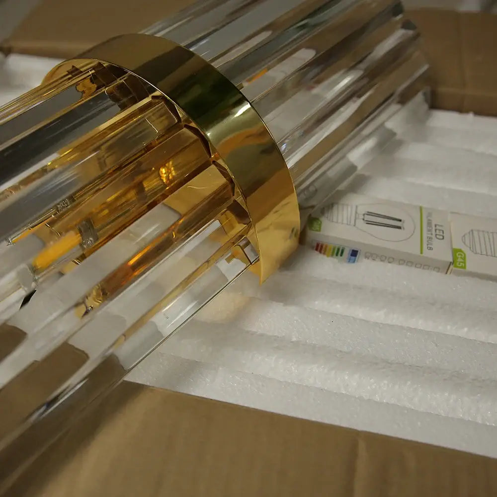 Luxury crystal golden wall lamp bedroom sconce with vertical rods