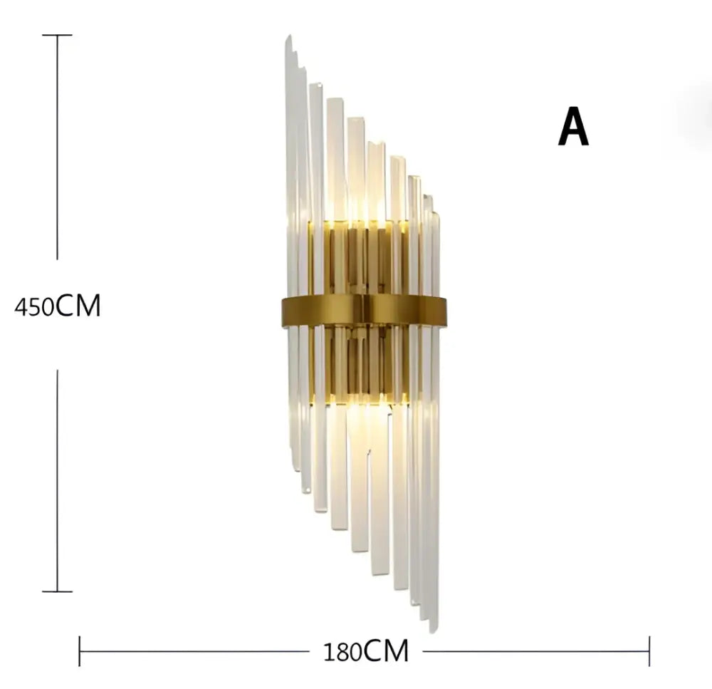 Luxury crystal golden wall lamp living room glass sconce