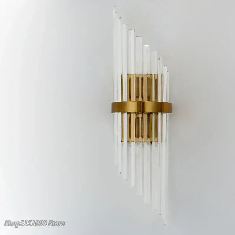 Luxury crystal golden wall lamp living room glass sconce