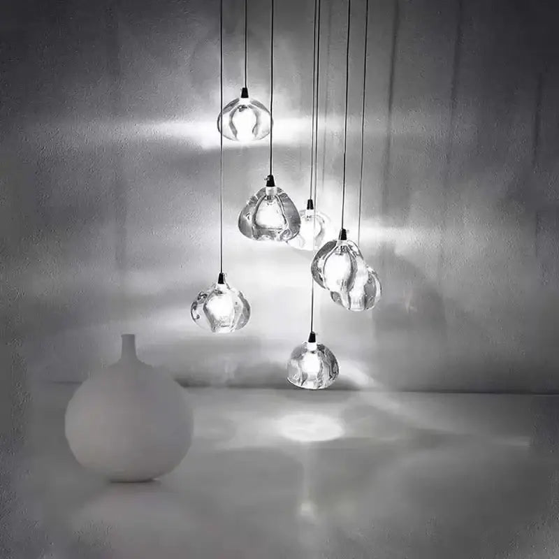 Luxury crystal led chandelier water droplet dining room pendant light