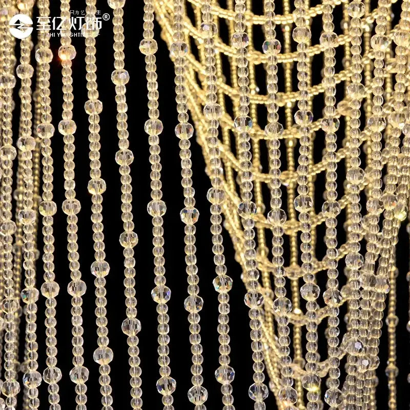 Luxury crystal tassel stair chandelier white staircase light