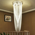 Luxury crystal tassel stair chandelier white staircase light