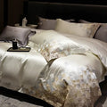 Luxury embroidery bedding set in pearl white & grey – bedroom