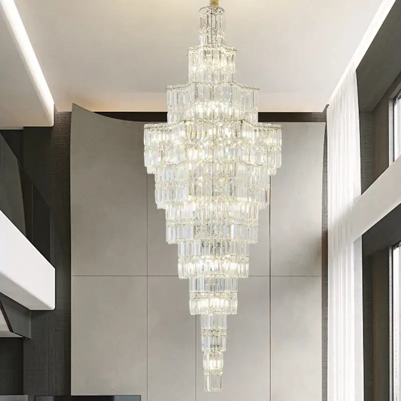 Luxury european crystal staircase chandelier for villa living room