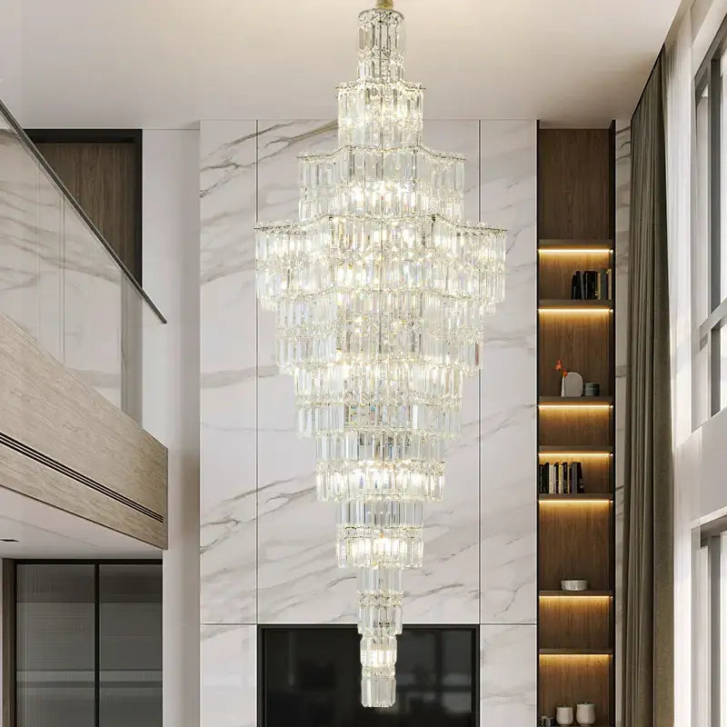 Luxury european crystal staircase chandelier for villa living room