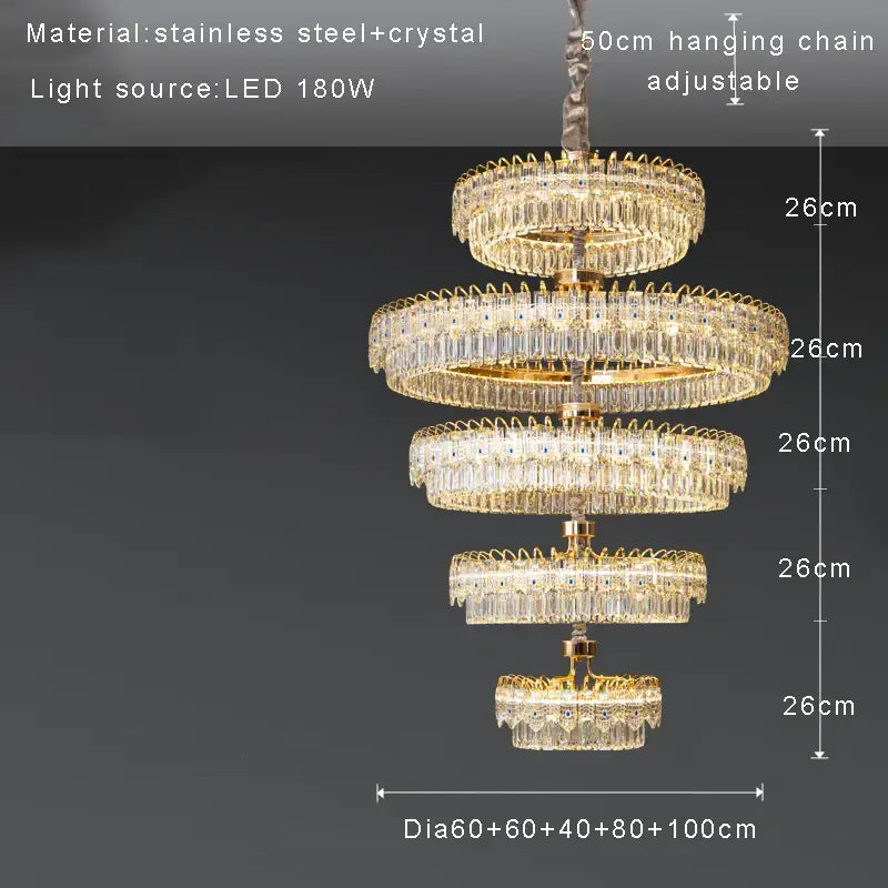 Luxury gold and blue crystal ceiling chandelier dining room light