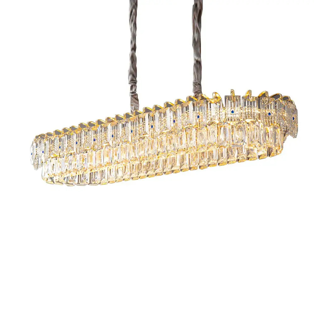 Luxury gold and blue crystal ceiling chandelier dining room light