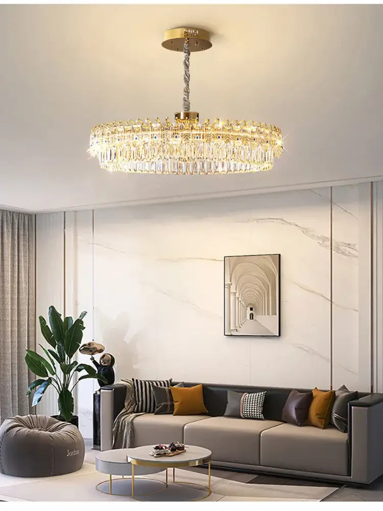 Luxury gold and blue crystal ceiling chandelier dining room light