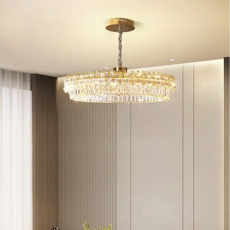 Luxury gold and blue crystal ceiling chandelier dining room light