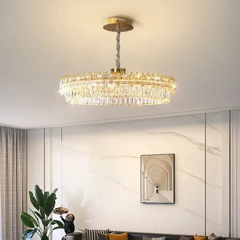 Luxury gold and blue crystal ceiling chandelier dining room light