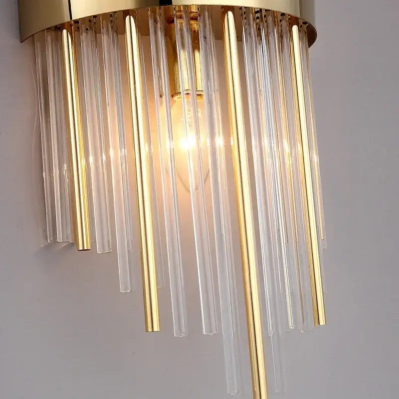 Luxury gold and blue crystal led wall lamp for dining room