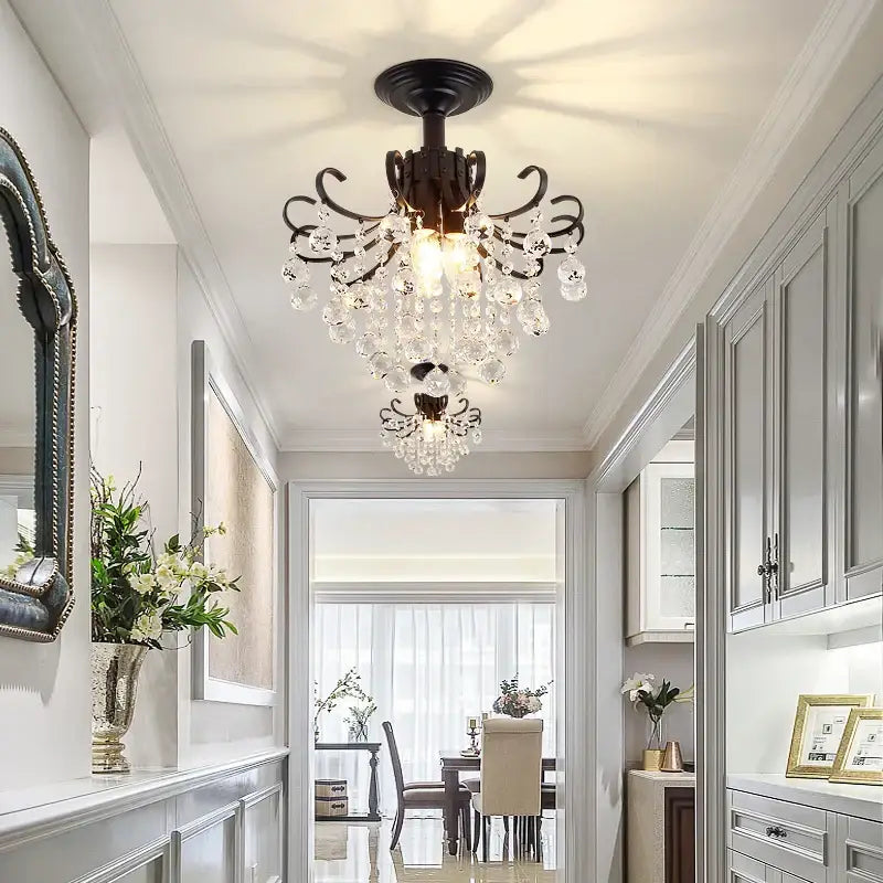 Luxury gold & black crystal pendant light dining room chandelier