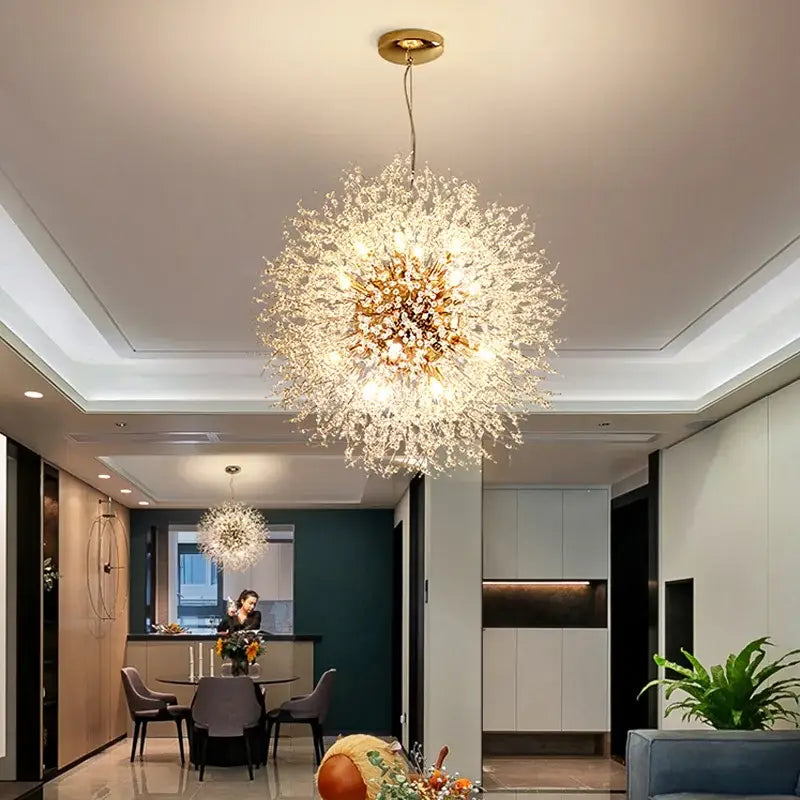 Luxury gold crystal decorbites dandelion chandelier living room light