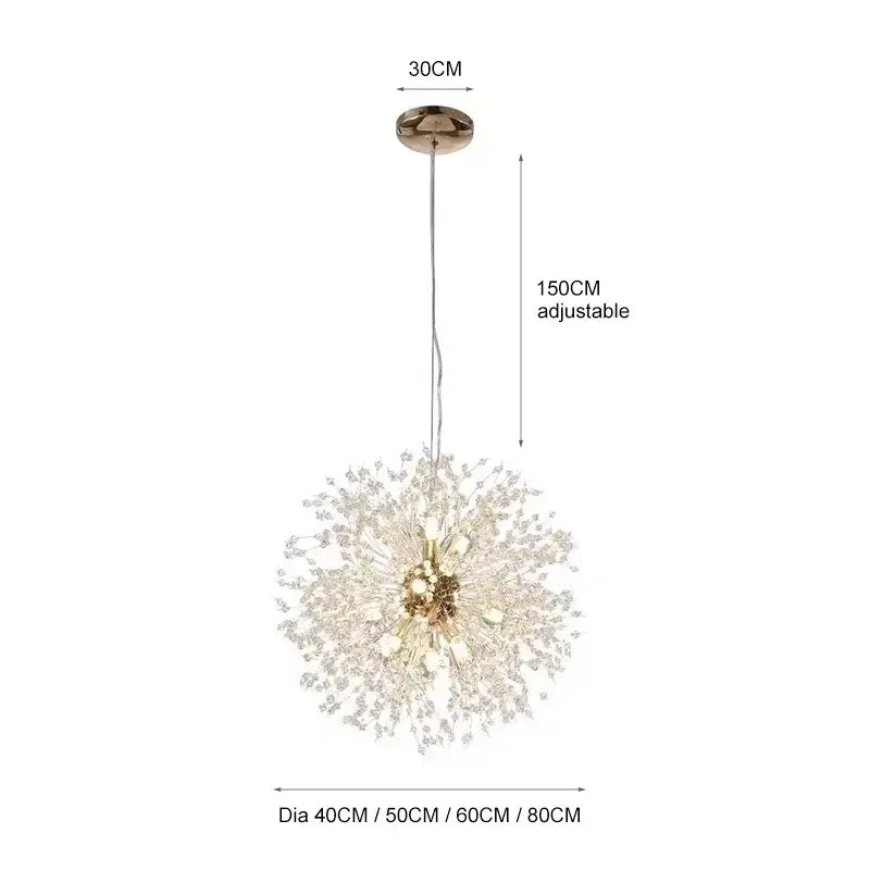Luxury gold crystal decorbites dandelion chandelier living room light