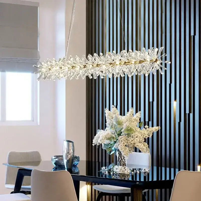 Luxury gold crystal flower chandelier living room led light