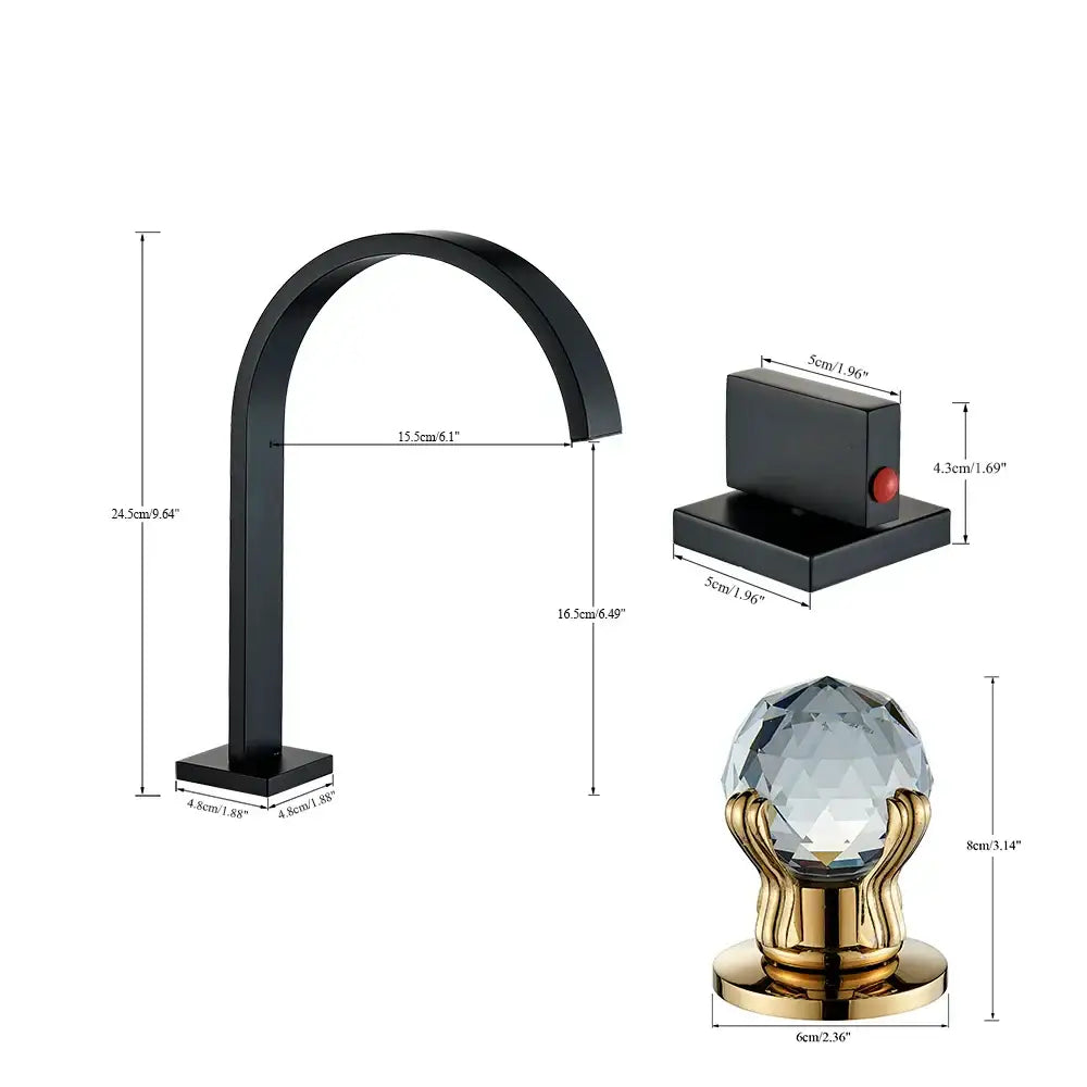 Luxury gold crystal handle basin faucet bathroom arched mixer