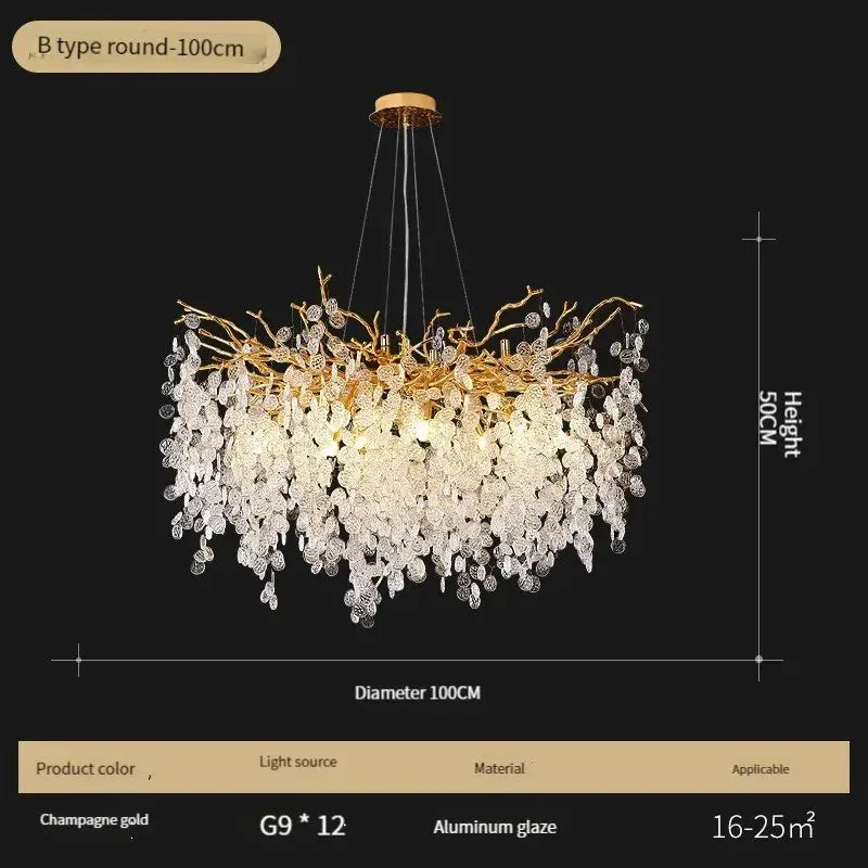 Luxury gold crystal led chandelier dining room pendant light
