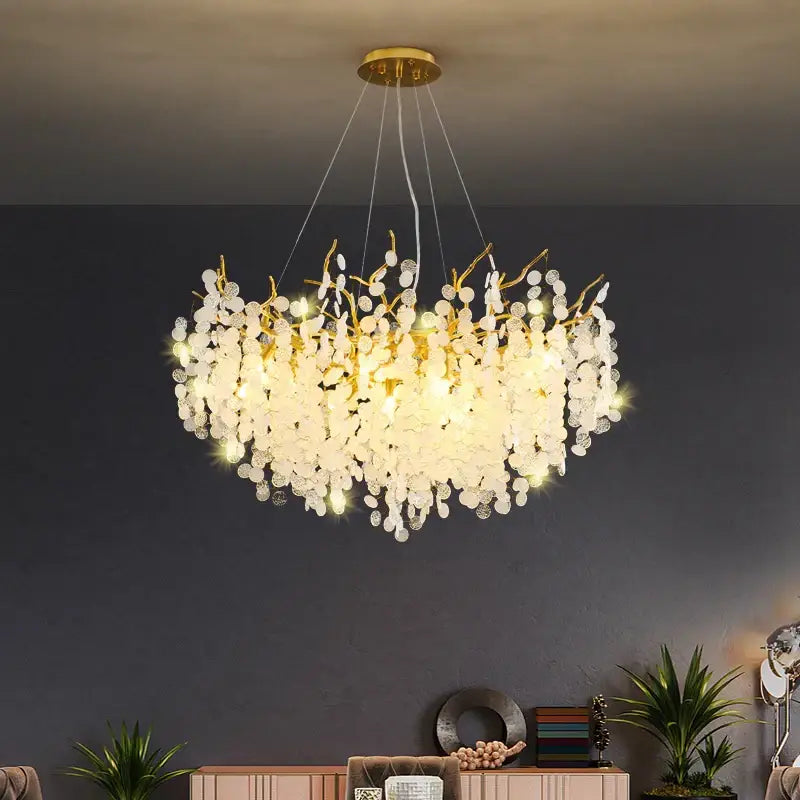 Luxury gold crystal led chandelier dining room pendant light