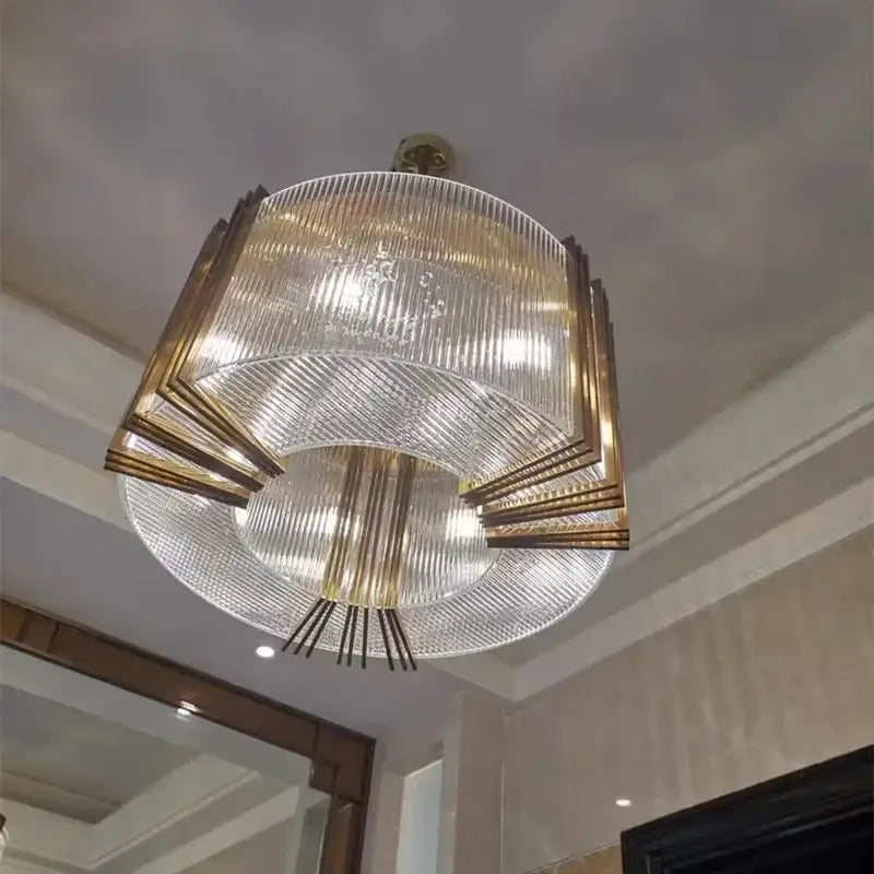 Luxury gold crystal rectangular pendant lights dining room led