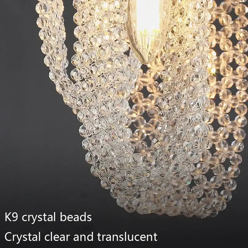 Luxury gold crystal tassel pendant lamp bedroom lighting