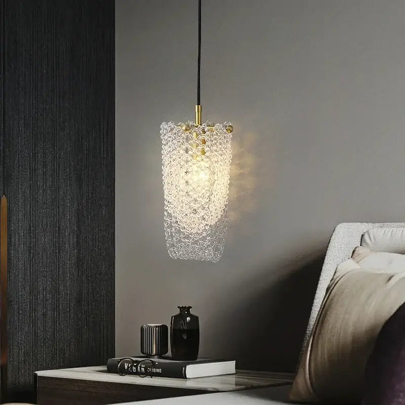 Luxury gold crystal tassel pendant lamp bedroom lighting