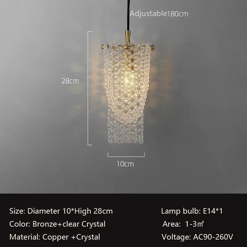 Luxury gold crystal tassel pendant lamp bedroom lighting