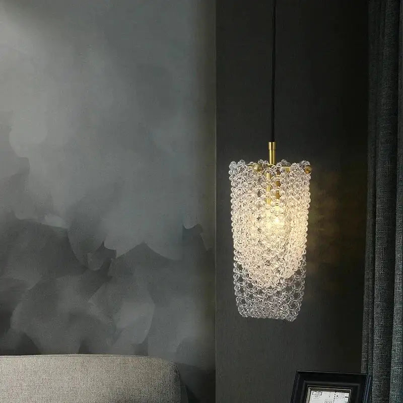 Luxury gold crystal tassel pendant lamp bedroom lighting