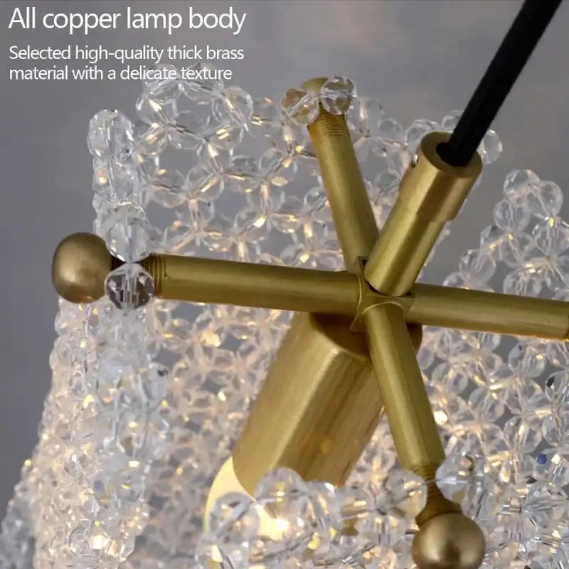 Luxury gold crystal tassel pendant lamp bedroom lighting