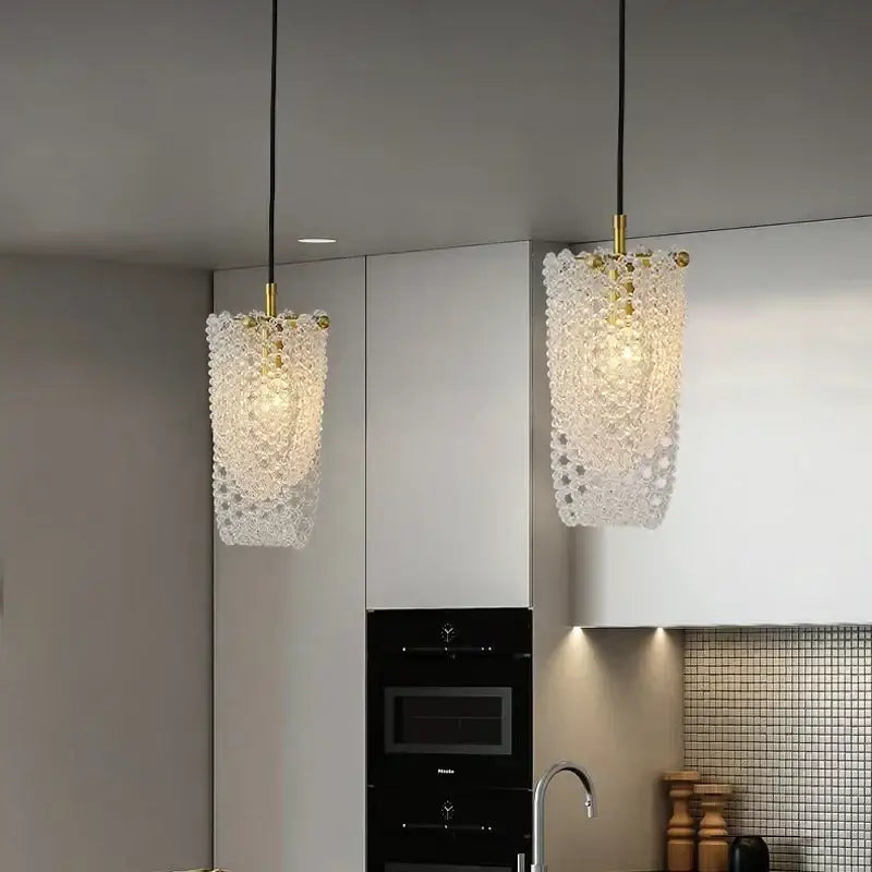 Luxury gold crystal tassel pendant lamp bedroom lighting