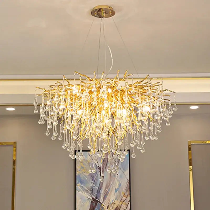 Luxury gold crystal tree branch chandelier for living room dining room