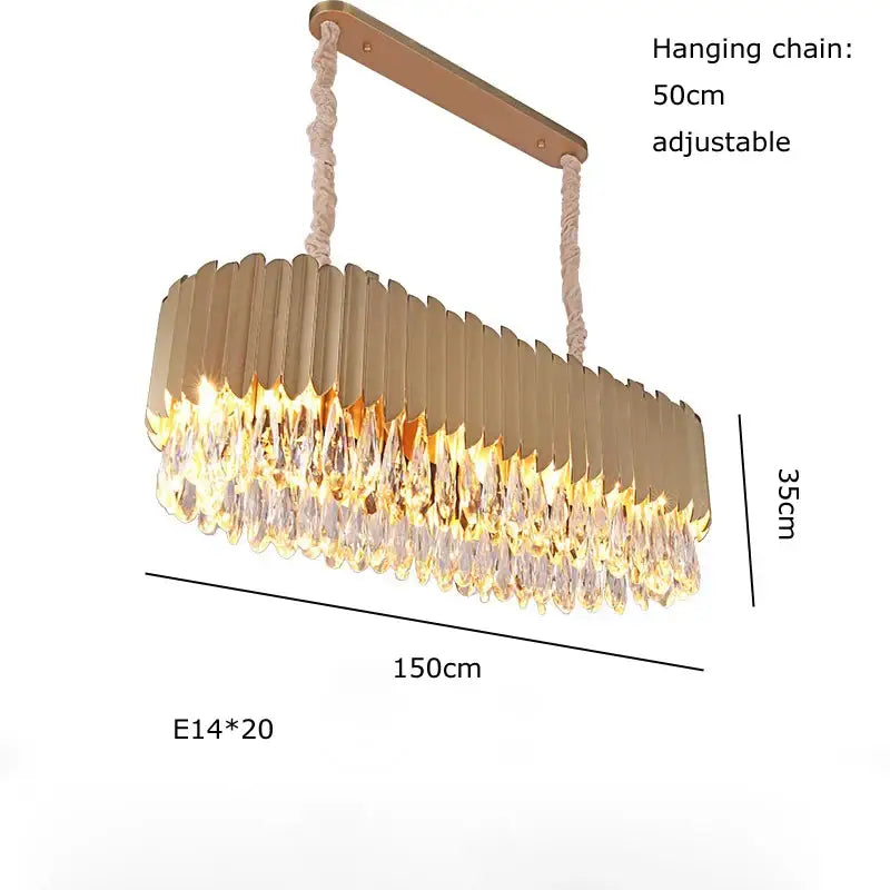 Luxury gold crystal water droplet pendant lights dining room fixture