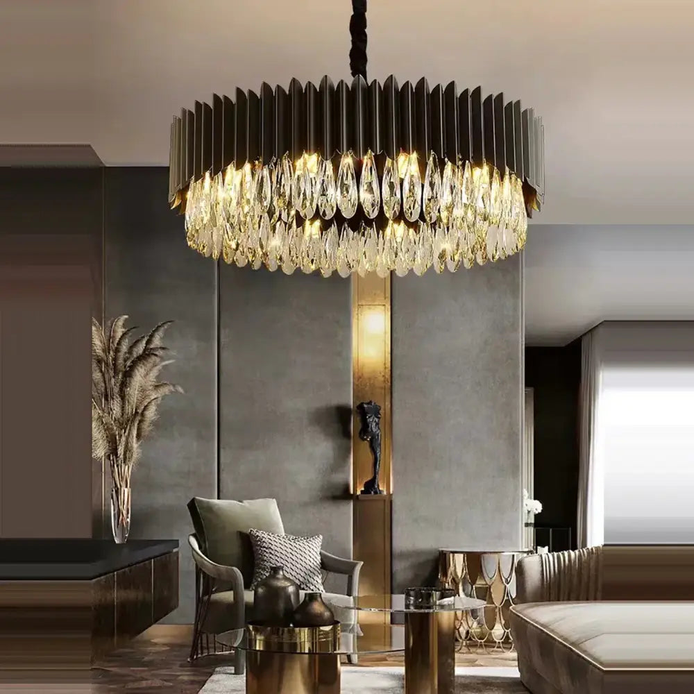 Luxury gold crystal water droplet pendant lights dining room fixture