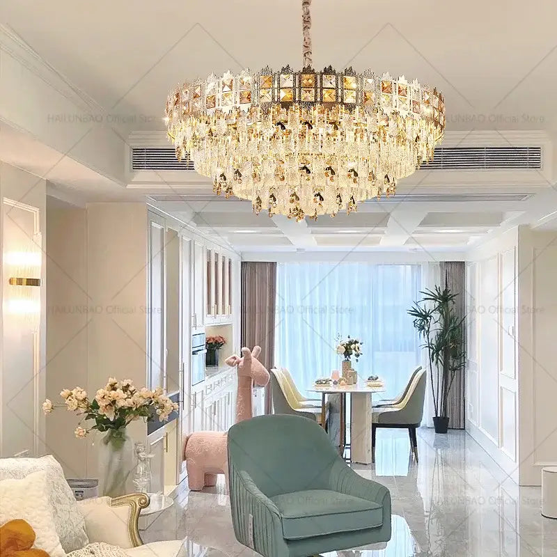 Luxury gold decorbites crystal chandelier for living room