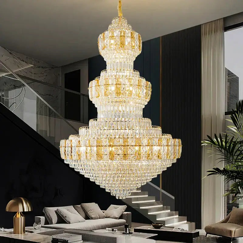Luxury gold decorbites crystal duplex headlight living room chandelier