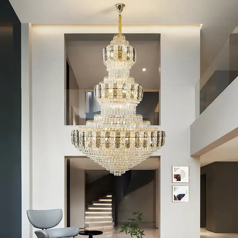 Luxury gold decorbites crystal duplex headlight living room chandelier
