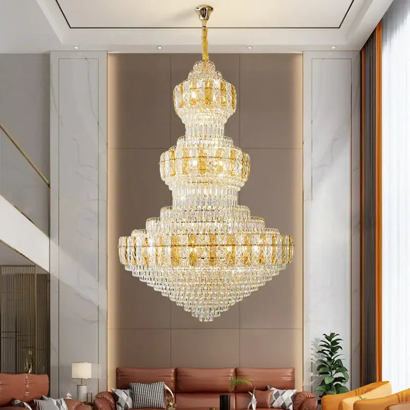 Luxury gold decorbites crystal duplex headlight living room chandelier