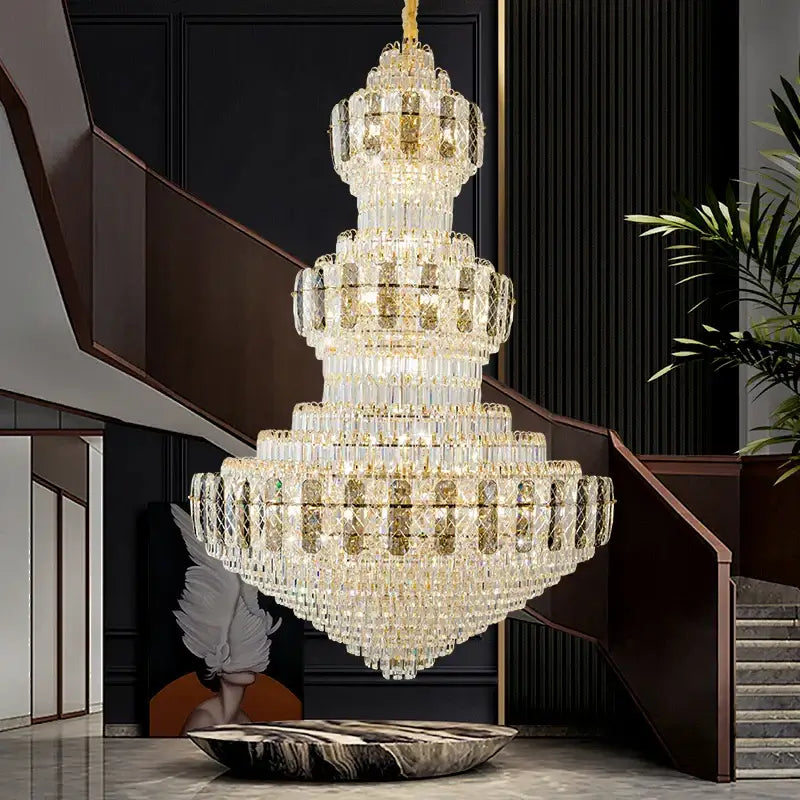 Luxury gold decorbites crystal duplex headlight living room chandelier