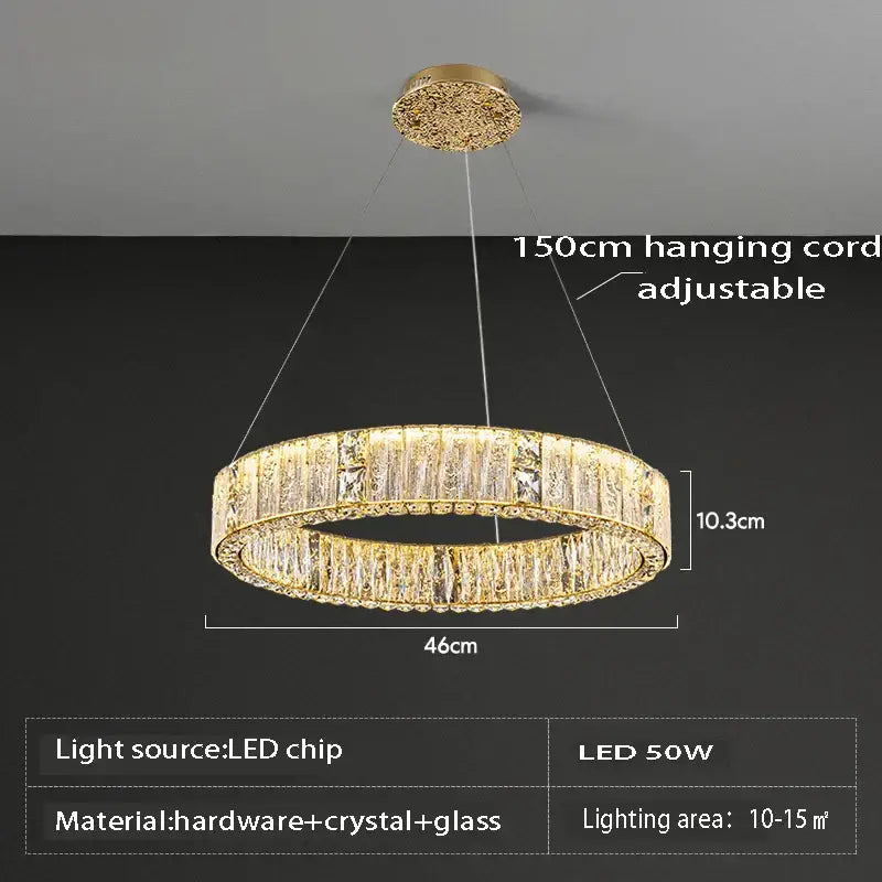 Luxury gold decorbites crystal glass chandelier living room light