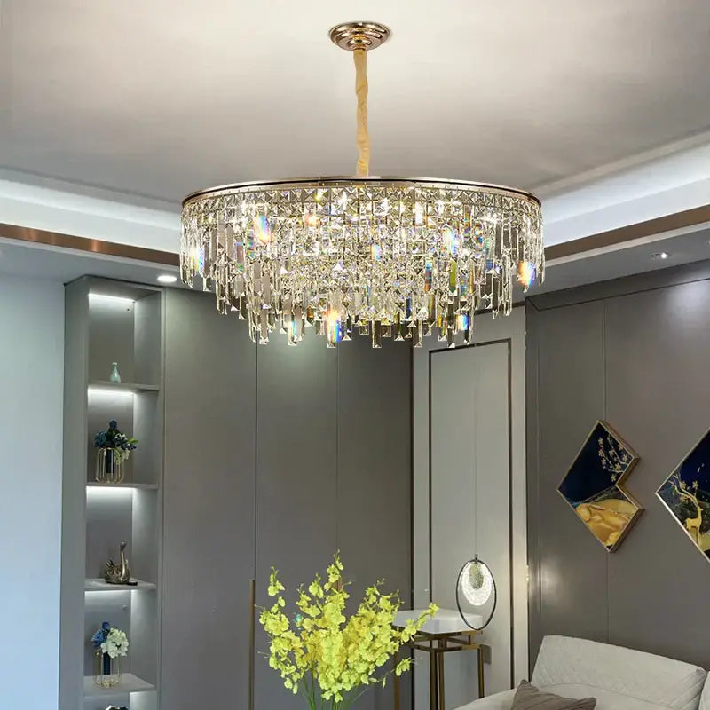 Luxury gold decorbites crystal led chandelier for living room