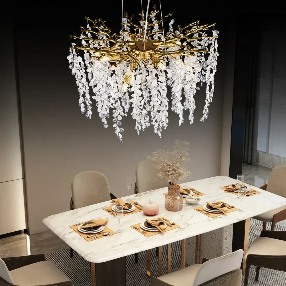 Luxury gold decorbites grape crystal chandelier dining room light