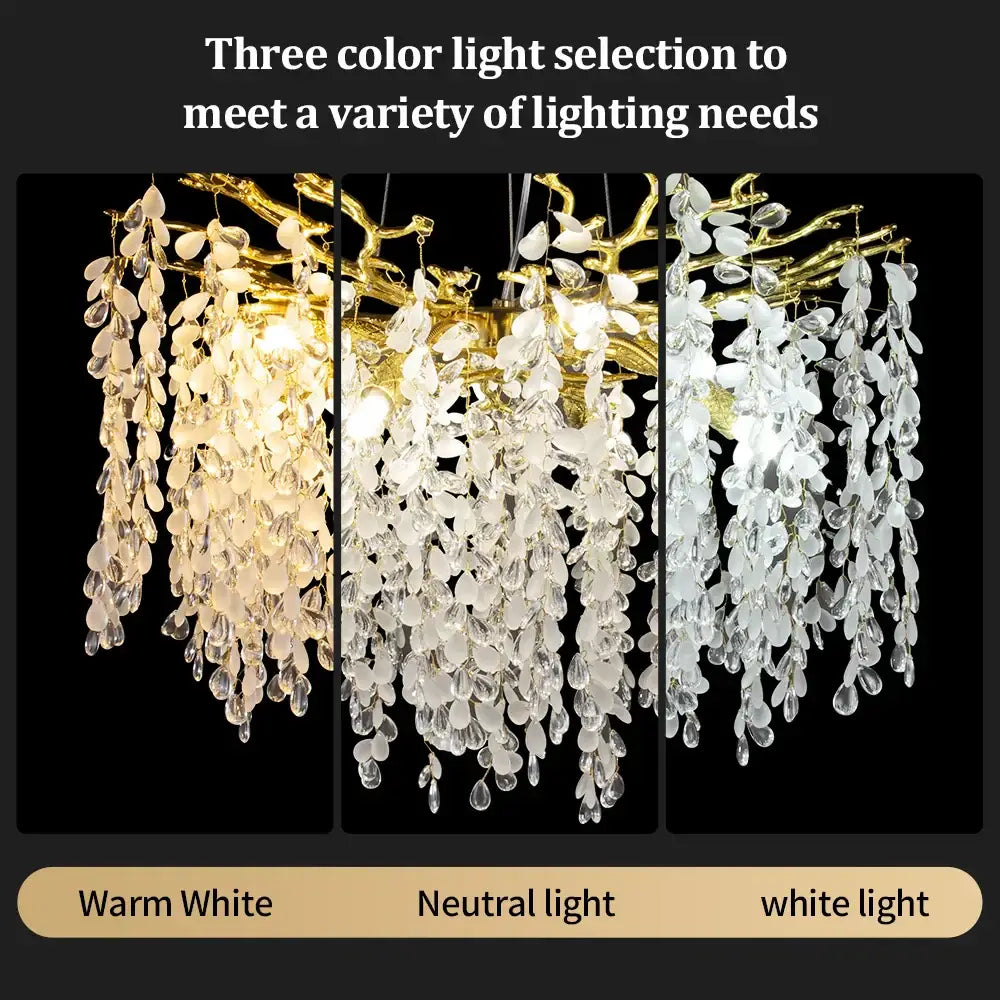 Luxury gold decorbites grape crystal chandelier dining room light