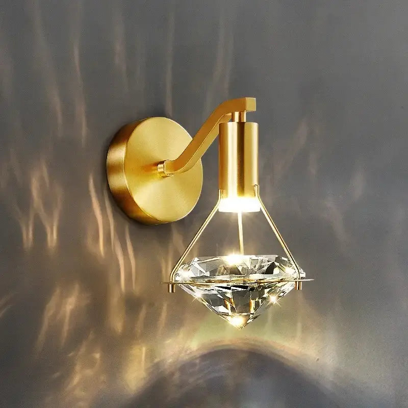 Luxury gold diamond crystal wall lamp for living room