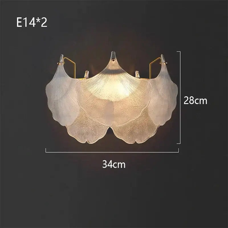 Luxury gold glass shell ceiling pendant light for bedroom